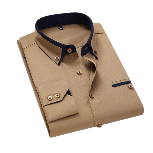 Men Long Sleeve Slim Fit No-Iron Business Social