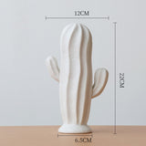 VILEAD Ceramic White Cactus Figurines Nordic Creative Plant Ornament