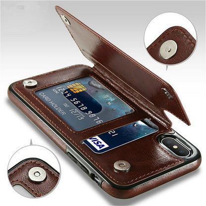 Business Wallet Cases For iPhone 13 Mini 11 12 Pro XS Max XR X Cover Retro Flip Leather Phone Case For iPhone 6S 6 7 8 Plus SE2