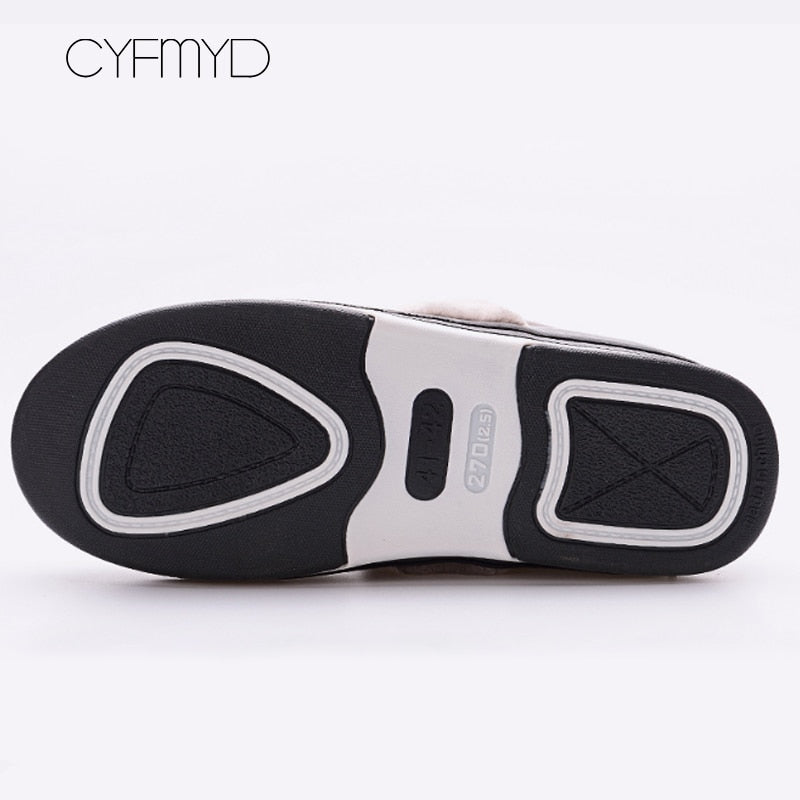 Men's slippers Home Winter Indoor Warm Shoes Thick Bottom Plush  Waterproof Leather House slippers man Cotton shoes 2021 New