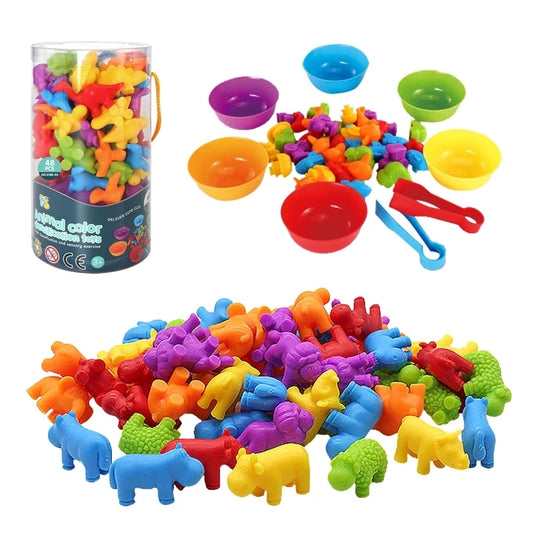 Kid Rainbow Matching Game Animal Cognition Rainbow Color Sort Fine Motor Training