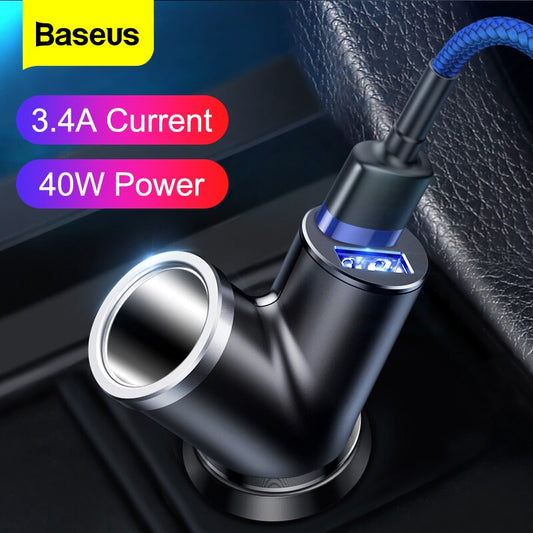 Baseus 3.4A Car Charger Dual USB Car Charging For iPhone XS Max X Samsung