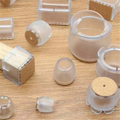 New 16pcs Transparent Silicone Chair Leg  Furniture Legs Caps Feet Pads Furniture Table Covers Floor Protector Glides Feet Caps