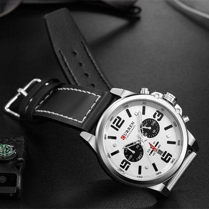 Top Sports Brand Military Classic Chronograph Watch Men's Watches Silver Casual Quartz
