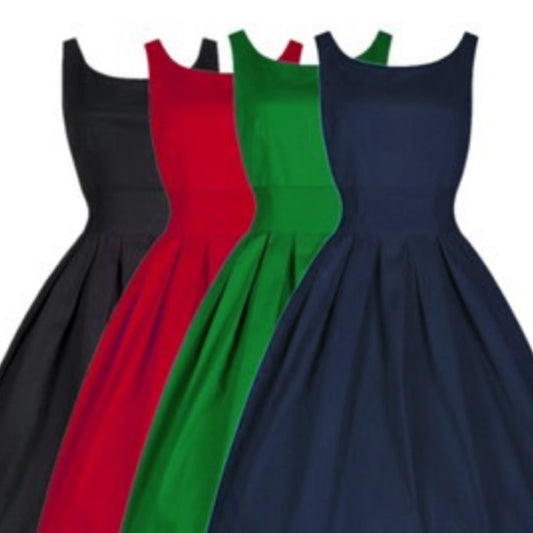 Solid Retro Women O-Neck Dress Dresses
