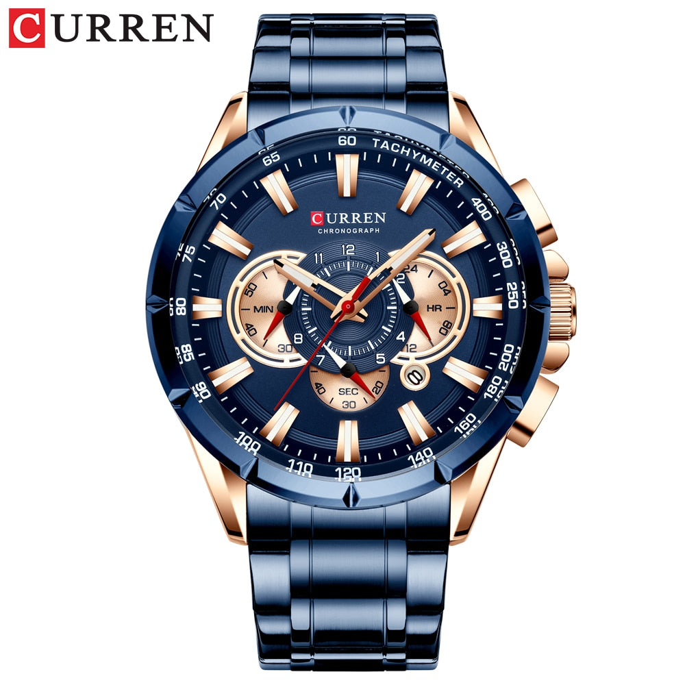 CURREN Sport Watches Men‘s Luxury Brand Quartz Clock Stainless Steel