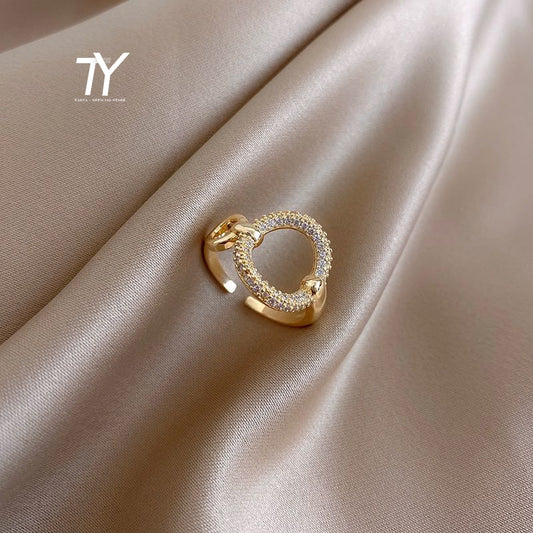 2020 new micro set zircon circle opening ring Korean sexy women