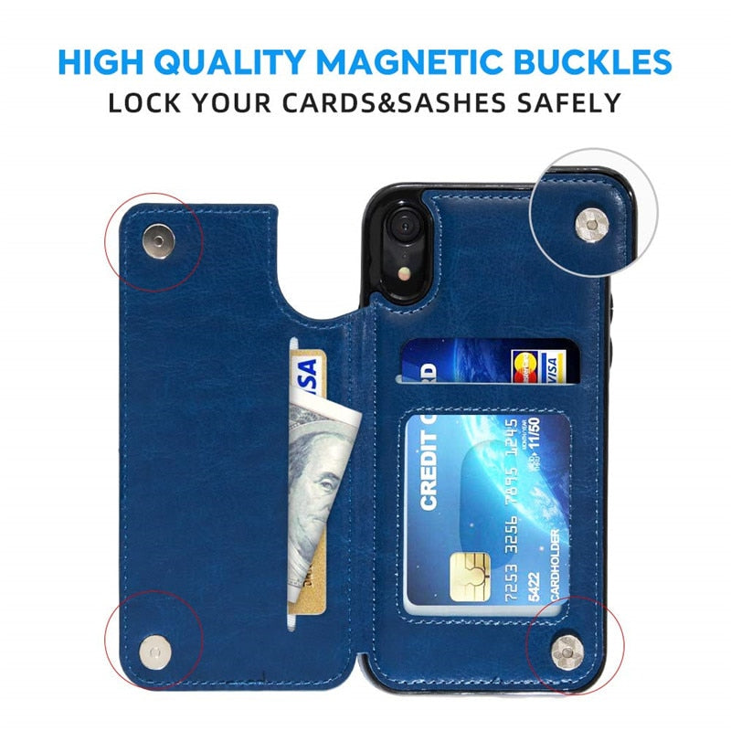 Business Wallet Cases For iPhone 13 Mini 11 12 Pro XS Max XR X Cover