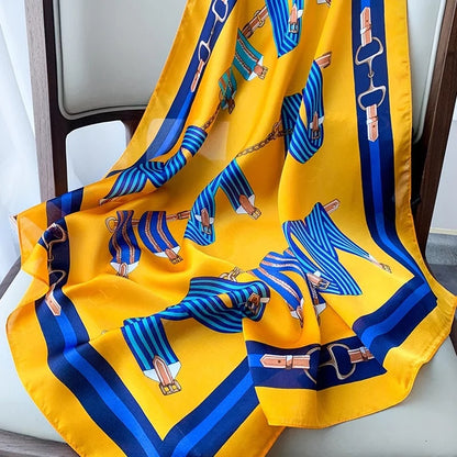 70*70cm Spring Autumn Lady Beach Silk Scarf New Style Headscarf Women Fashion Square shawl wrap Luxury foulard bandanna muffler