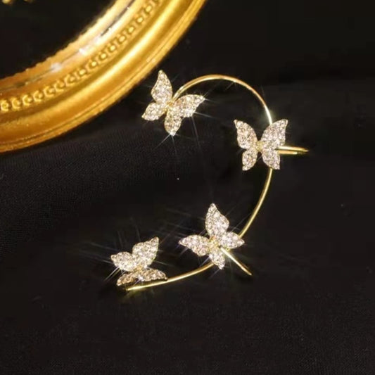 Gold Plated Metal Ear Bone Clip For Women Sweet Exquisite Sparkling Zircon