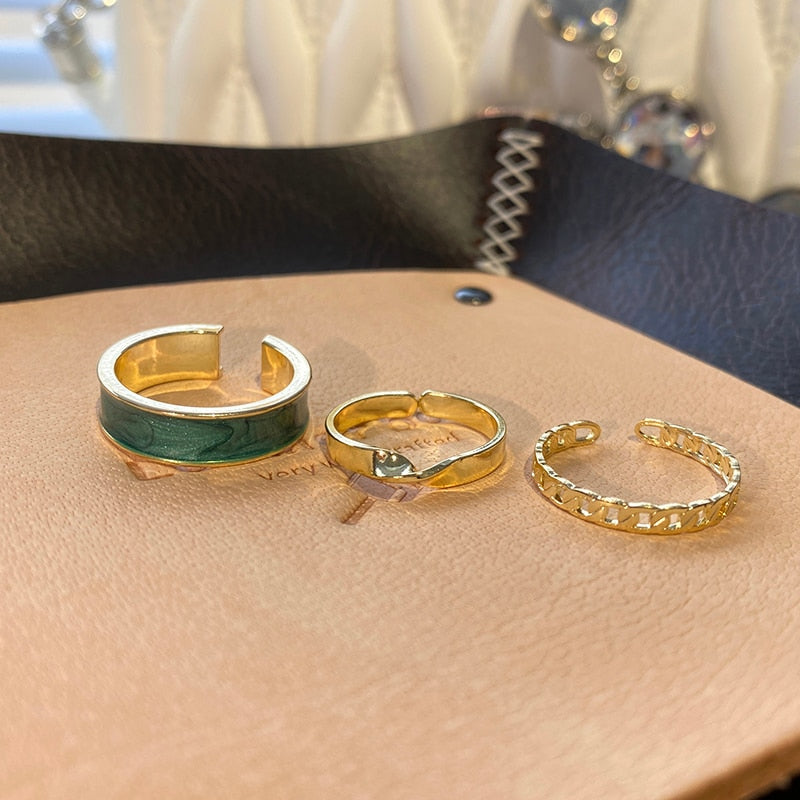 2020 New Gothic Style Three Piece Opening Rings For Woman Fashion