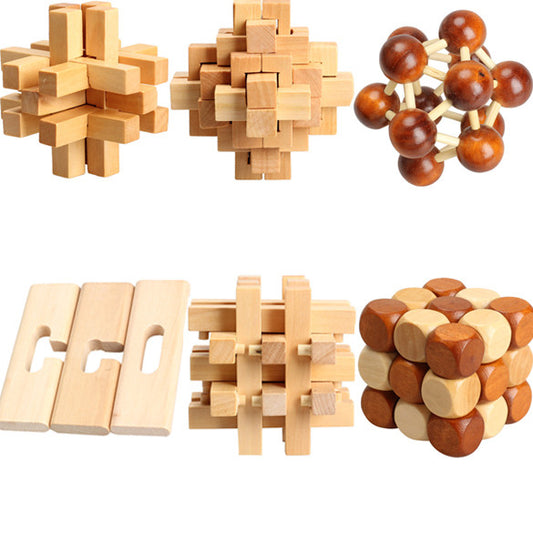 V1NF Dragon Tail Style Rubber Wood Adult Children Intelligence Puzzle Lock Toy - Shopy Max