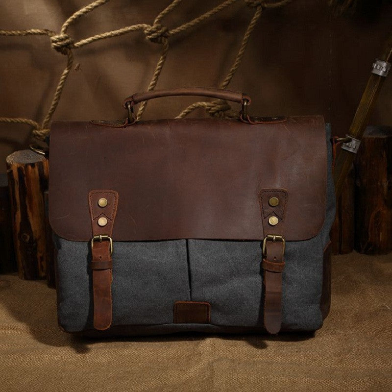 Hot Sale Business briefcase,Crazy horse vintage canvas bag Business briefcase Shoulder Bags,SKU 03CA1E