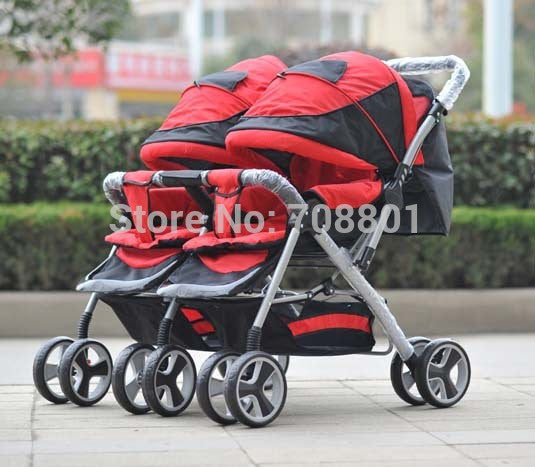 Hot-selling twins stroller,double stroller,super suspension twins stroller carrier pram buggy jogger handcart, fastshipping - Shopy Max