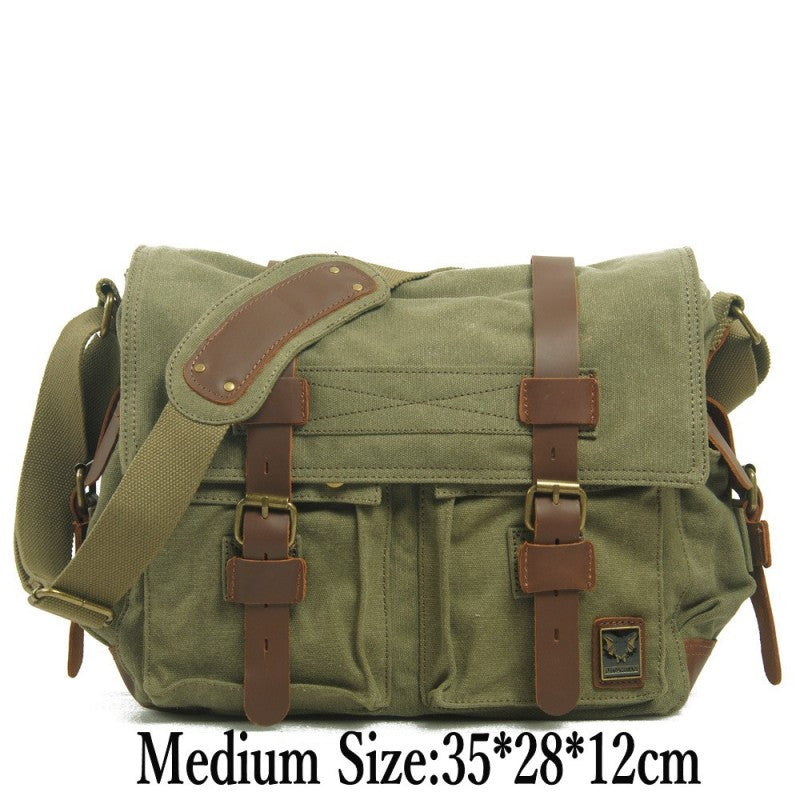 Hotsale Will Smith men messenger bags military vintage canvas&genuine leather cross body bags 14 or 17'' laptop satchel bags - Shopy Max