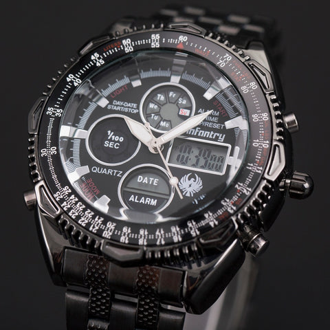INFANTRY Royale Aviator Pilot Analog LCD Digital Men's Sport Wrist Watch