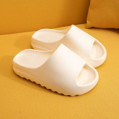 JIANBUDAN Indoor comfortable soft slippers Men women Non-slip bathroom home shoes Flat EVA Thick sole Slides Women's sandals - Shopy Max