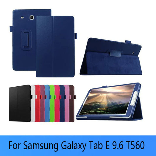 Lichee leather BOOK Cover capa para for Samsung GALAXY Tab E T560 T561 9.6 inch tablets & Books case+ screen protectors+stylus