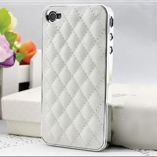 Luxury PU Leather Soft Grid Pattern Case for iphone 4 4S 4G / 5 5S 5G Retro Back Cover Mobile Phone Bags RCDac259 - Shopy Max