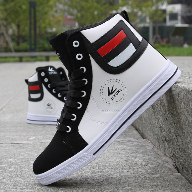 Mens Round Toe High Top Sneakers Casual Vulcanize Shoes Lace Up Skateboard