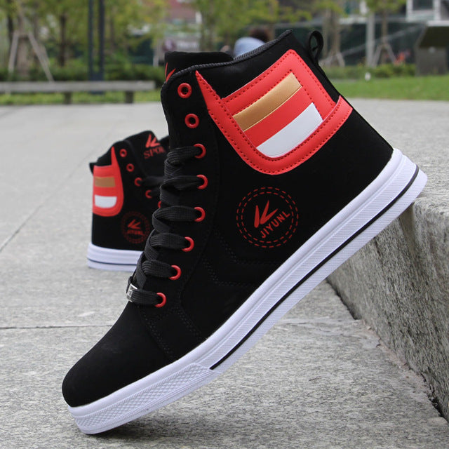 Mens Round Toe High Top Sneakers Casual Vulcanize Shoes Lace Up Skateboard