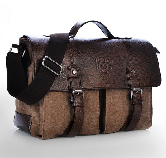 Multifunction Men Leather Canvas Bag Casual Travel Bolsa Masculina Men's Crossbody Shoulder Bag Messenger Bags M217 Loptop