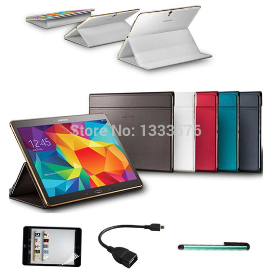 1:1 Case for Samsung Galaxy Tab S 10.5 T800 Business Stand Tablet Leather Case Cover for Samsung Tab S 10.5+Stylus Pen+Foil+OTG - Shopy Max