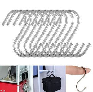 10 Pcs S Shape Hooks Stainless Steel Hanger Clasp Rack Clothes Pot Pan - Shopy Max