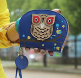 New Arrival Cute Owl Hollow Three-Dimensional Printing Rounded Zipper Long Women Wallet Ladies