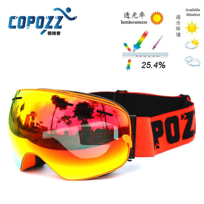 New genuine brand ski goggles double lens anti-fog big spherical professional ski glasses unisex multicolor snow goggles NCE33