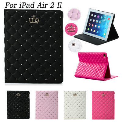 Newest Fashion Crown Smart Cover For iPad Air 2 9.7'' Stand Function Tablet Cases PU Leather Case for iPad Air II iPad 6 Case