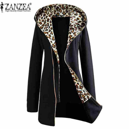 Plus Size M-XXL A/W Fashion Women's Leopard Print Coat - Shopy Max