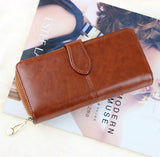100% oil waxing cowhide wallet for women Long designer multi-card wallet holder women leather genuine purse free shipping - Shopy Max