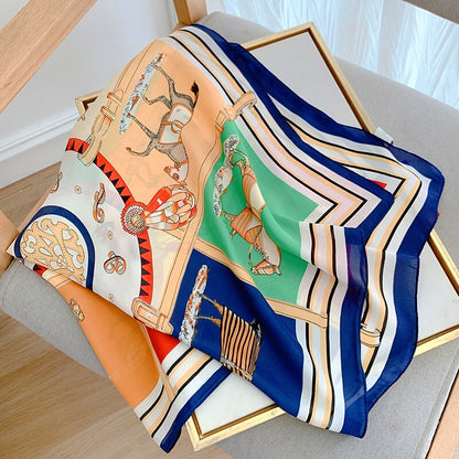 70*70cm Spring Autumn Lady Beach Silk Scarf New Style Headscarf Women Fashion Square shawl wrap Luxury foulard bandanna muffler