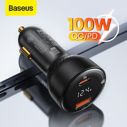 Baseus PD 100W USB Car Charger Quick Charge 4.0 QC4.0 QC3.0 Type C USB AUTO