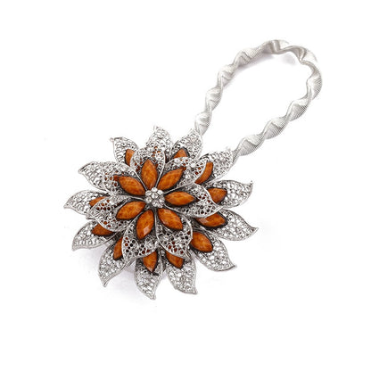 Colorful Curtain Buckle Flower Stretchable Spring Magnetic Curtain Clip Curtain Holder Rhinestone Creative Strap Flower Cortinas