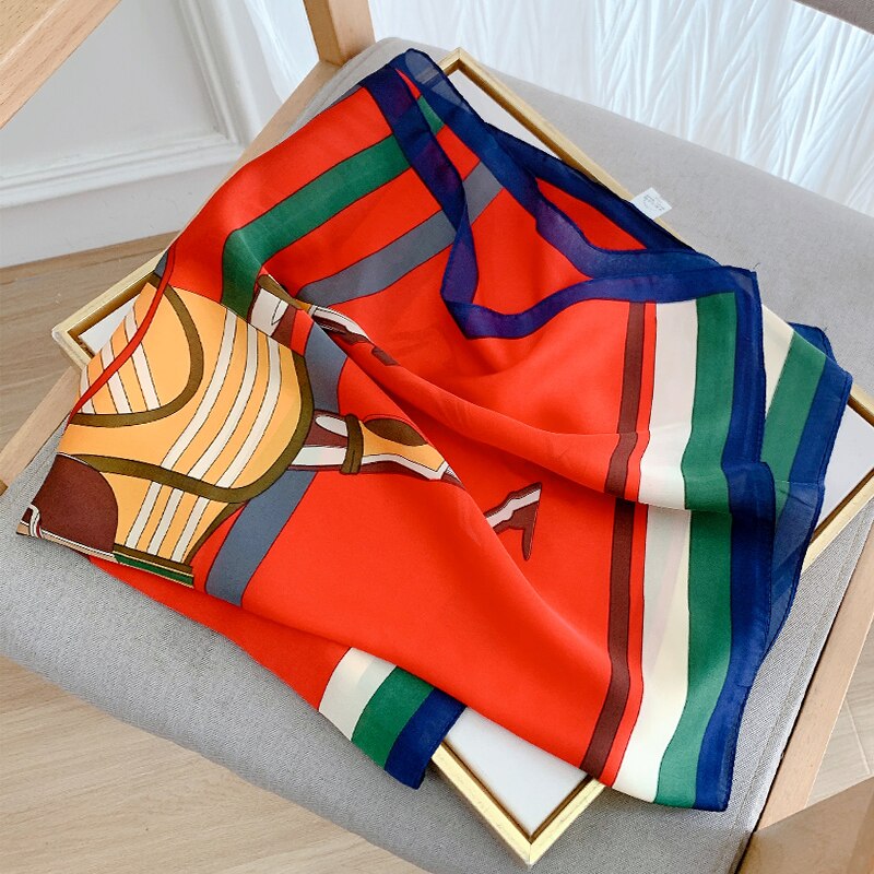70*70cm Spring Autumn Lady Beach Silk Scarf New Style Headscarf Women Fashion Square shawl wrap Luxury foulard bandanna muffler