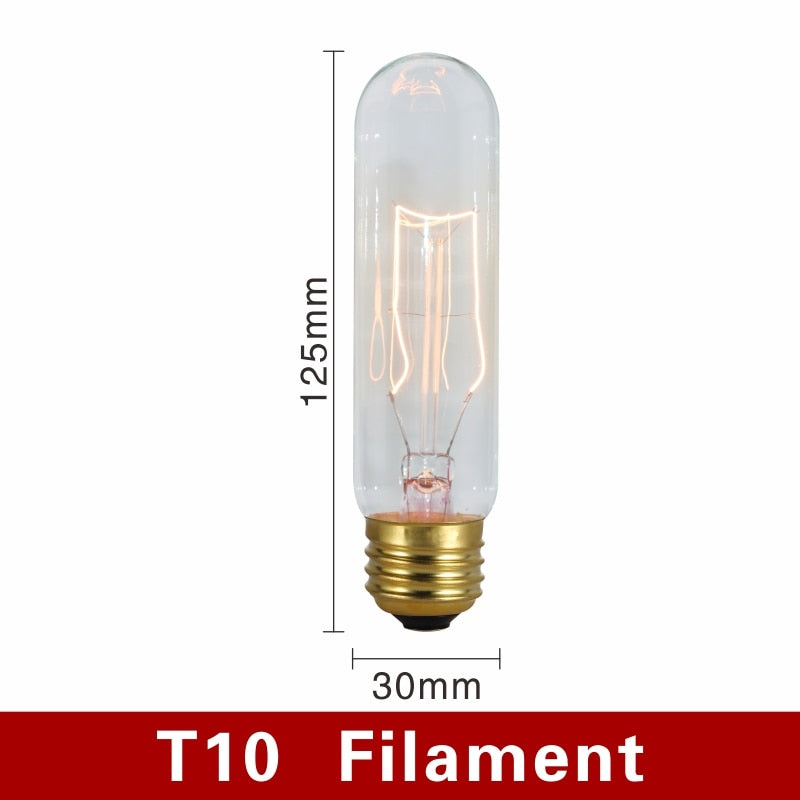 Retro Edison Bulb E27 220V 40W Light Bulb A60 ST58 ST64 T10 T45 T185 G80 G95 Filament