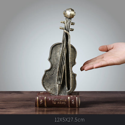 ERMAKOVA 11.4"(29cm)Retro Resin Sax with Book Figurine Saxophone Miniature