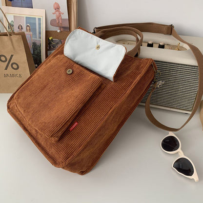 Corduroy Bag for Women Shoulder Bags Shopper Designer Handbags Spring Summer