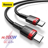 Baseus USB Type C To USB Type C Cable 5A 60W/100W PD Quick Charge 4.0 Type-c Cable For Samsung Xiaomi Redmi Note 10 Pro Macbook