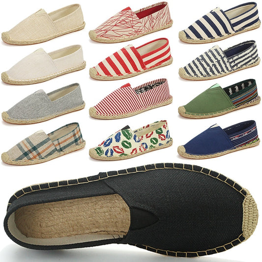 2022 Summer Autumn Men Canvas Shoes Breathable Men's Casual Shoes Slip-On Hemp Shoes Graffiti Espadrilles Women Footwear Flats - Shopy Max