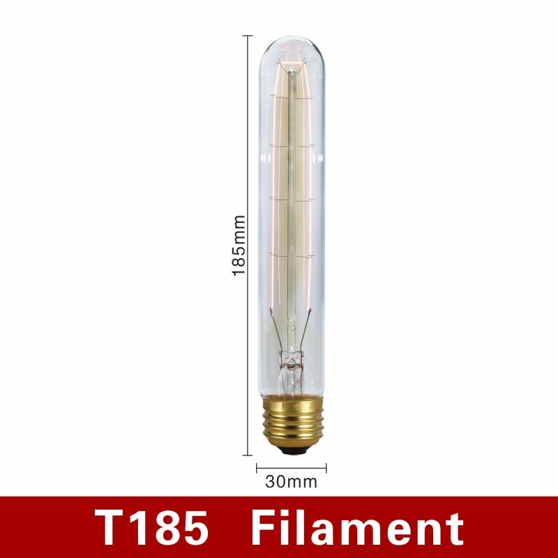 Retro Edison Bulb E27 220V 40W Light Bulb A60 ST58 ST64 T10 T45 T185 G80 G95 Filament