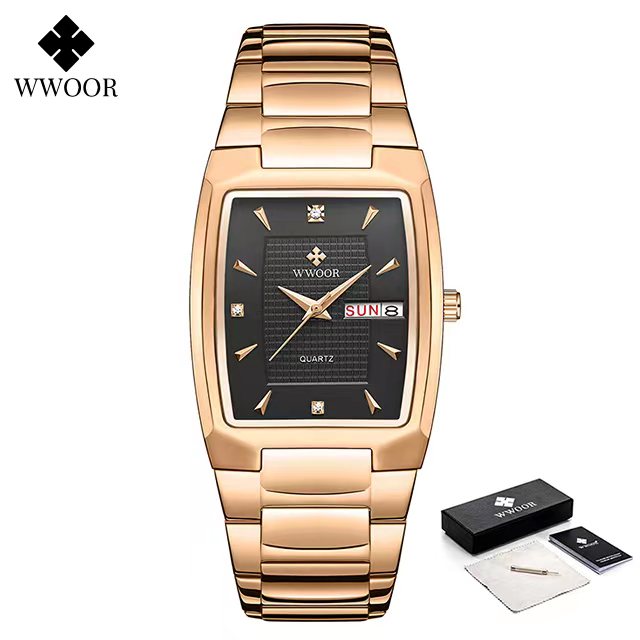 Men's Wristwatch 2022 WWOOR Brand Luxury Quartz Watch Waterproof Business Male Date Clock Casual Fashion Black Relogio Masculino
