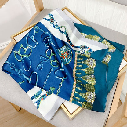 70*70cm Spring Autumn Lady Beach Silk Scarf New Style Headscarf Women Fashion Square shawl wrap Luxury foulard bandanna muffler