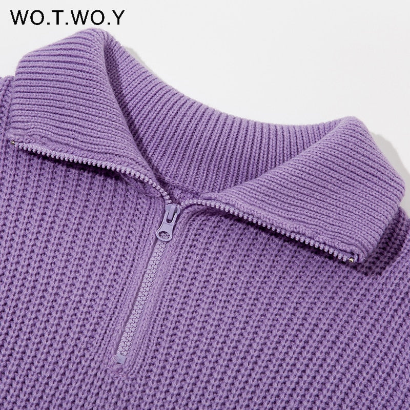 WOTWOY Autumn Winter Thickening Knitted Sweater Women Casual