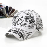Korean Style Letter Printing Graffiti Baseball Cap for Women Men Fashion Spring Summer Snapback