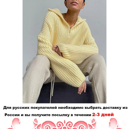 WOTWOY Autumn Winter Thickening Knitted Sweater Women Casual