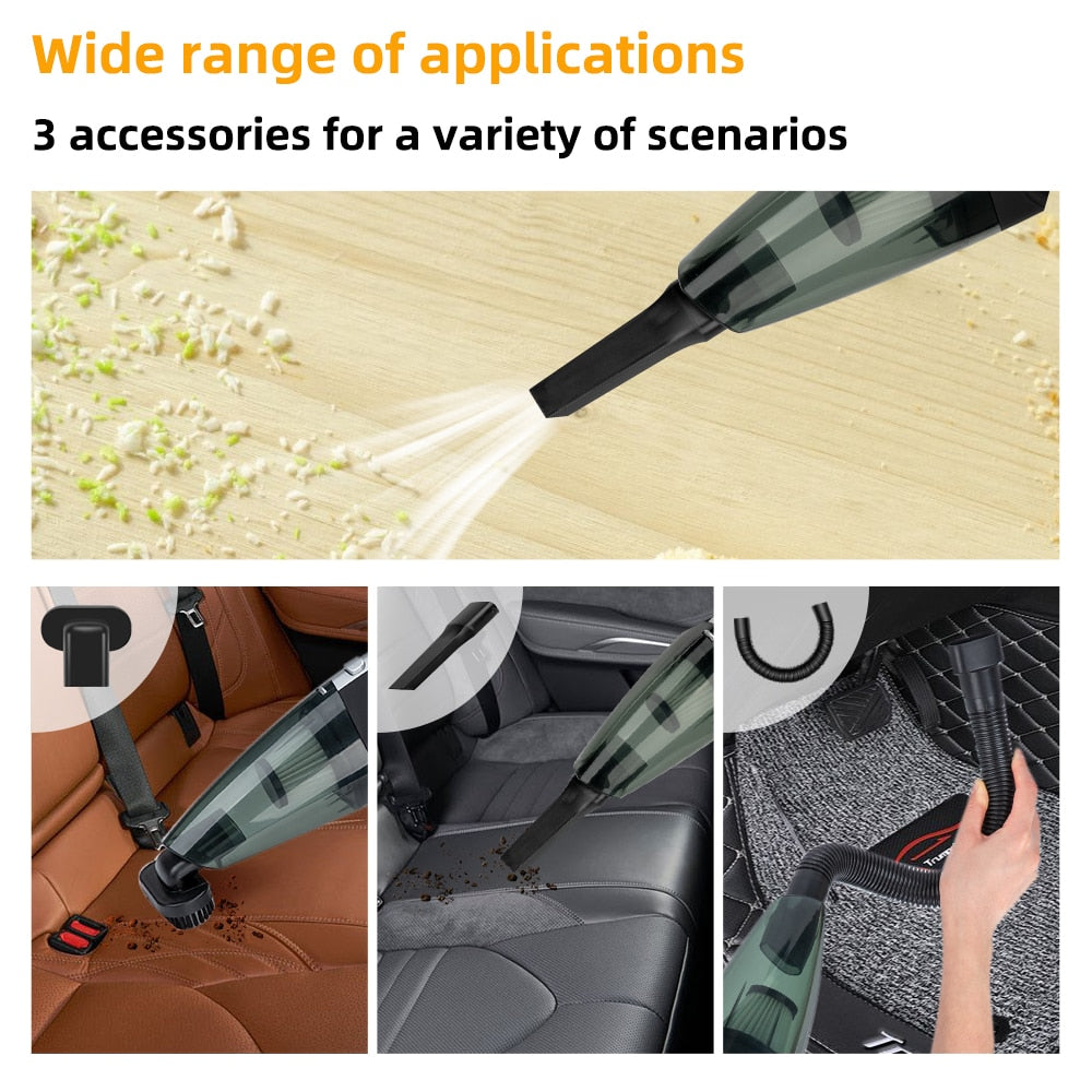 Car Wireless Vacuum Cleaner 9000PA Powerful Cyclone Suction