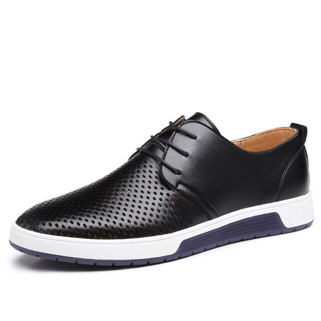 Men Summer Pu Leather Comfort Sneakers Fashion Male Slip On Breathable Flat